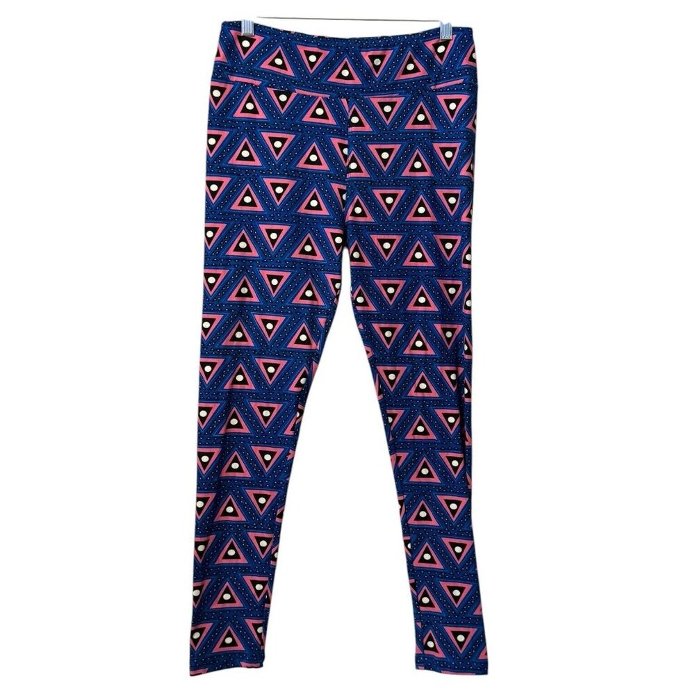 LuLaRoe Blue Pink Black Geometric Leggings Tall & Curvy TC Soft Loungewear